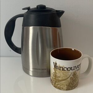 Starbucks Stainless Steel Caraf & Vancouver City Mug.